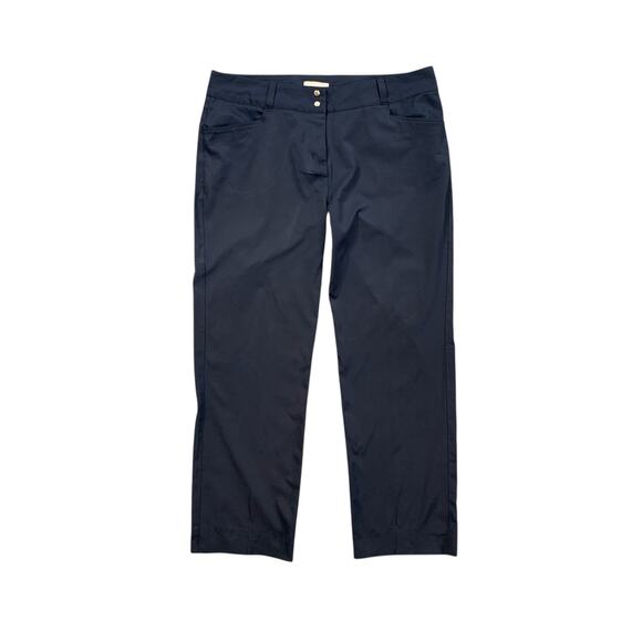 Adidas Pants Womens 12 Navy Cropped Straight Pockets Performance Golf Trouser - Picture 1 of 11